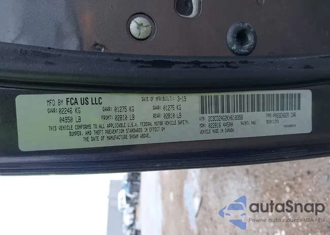 2C3CDZAG2KH618358: 43262676