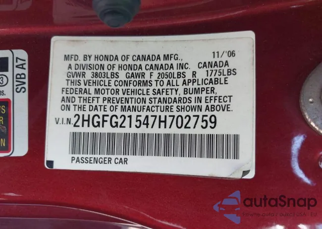 2HGFG21547H702759: 43262736