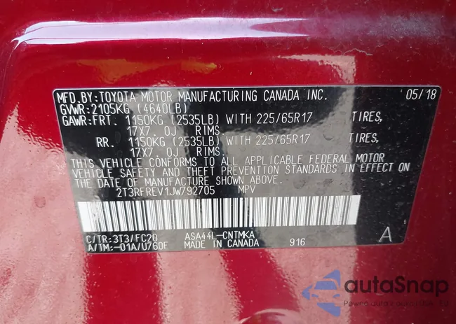 2T3RFREV1JW792705: 43262748