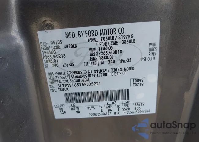 5LTPW16516FJ05221: 43262798