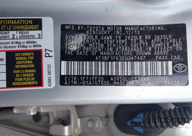 4T1BF1FK3EU347467: 43262819