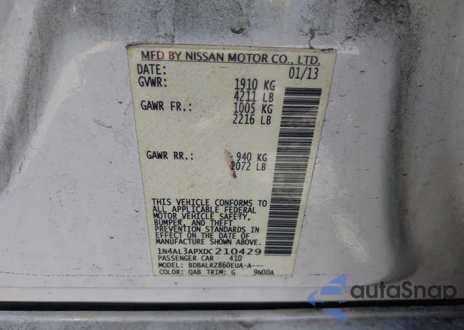 1N4AL3APXDC210429: 43262831