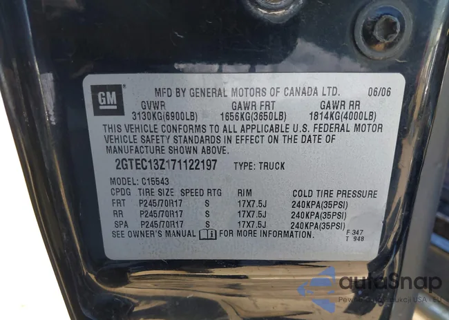 2GTEC13Z171122197: 43264061