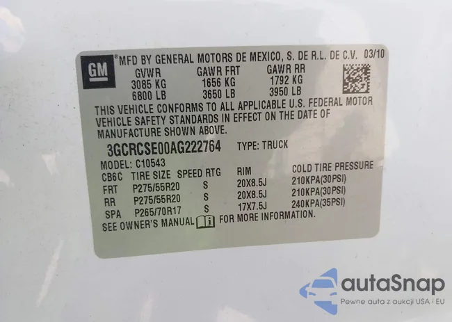 3GCRCSE00AG222764: 43264090