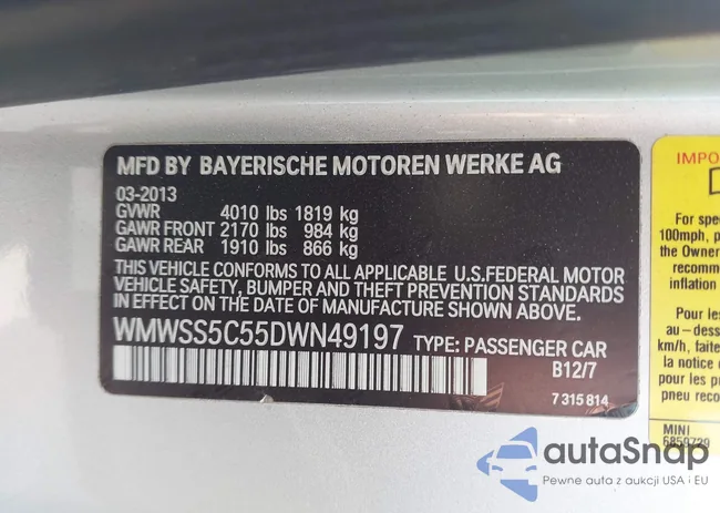 WMWSS5C55DWN49197: 43264122