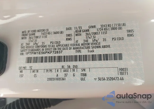 1FTFW1E56PKF72837: 43264142