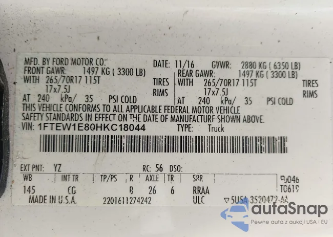 1FTEW1E80HKC18044: 43263825