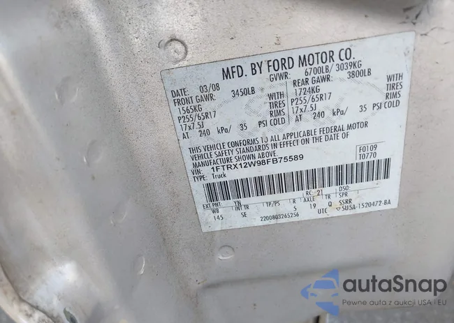 1FTRX12W98FB75589: 43264829