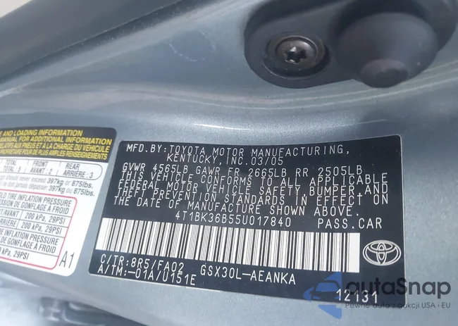 4T1BK36B55U017840: 43265025