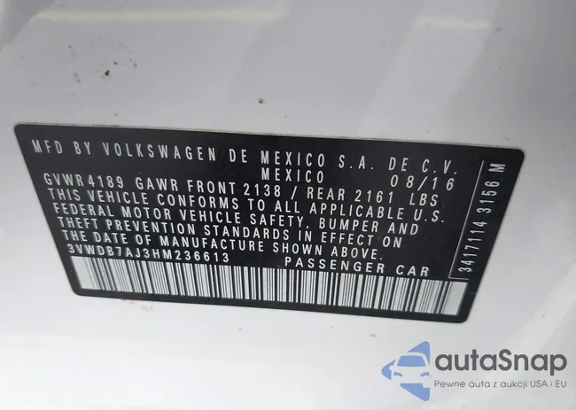 3VWDB7AJ3HM236613: 43265111