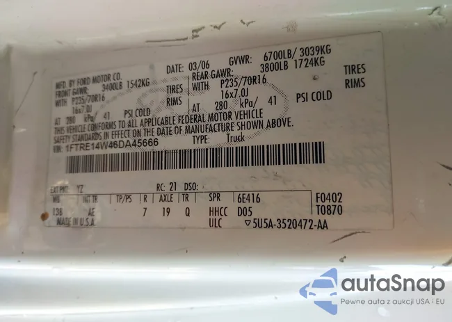 1FTRE14W46DA45666: 43265163