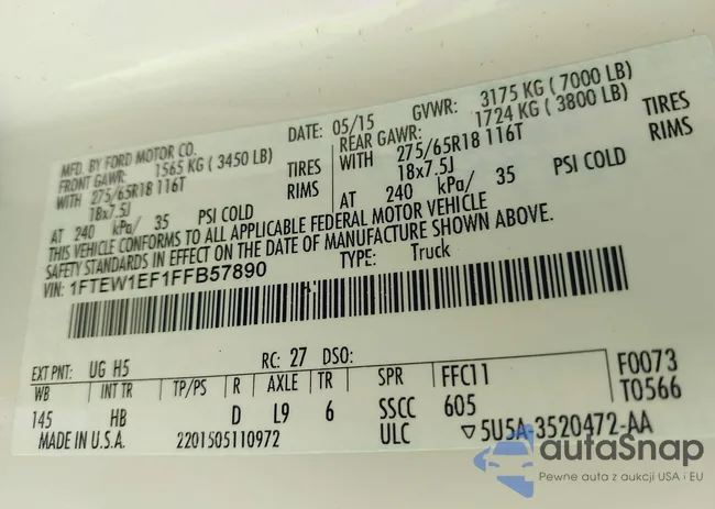 1FTEW1EF1FFB57890: 43265197