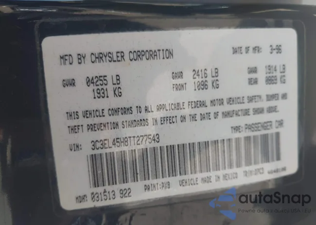 3C3EL45H8TT277543: 43265247