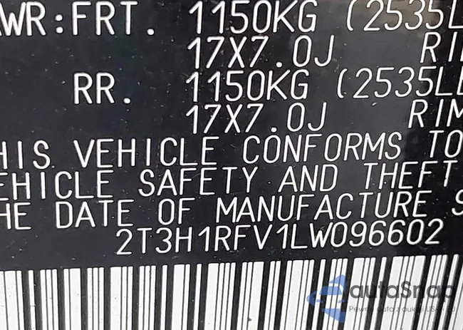 2T3H1RFV1LW096602: 43265251