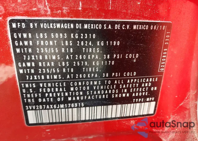 3VV2B7AX6JM176915: 43265300