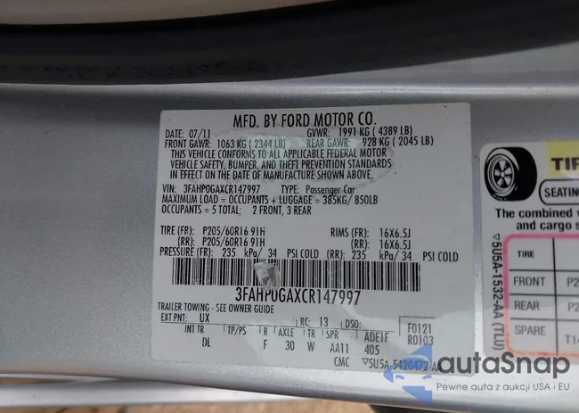 3FAHP0GAXCR147997: 43265320