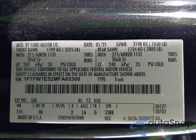 1FTFW1E52MFA65308: 43265341