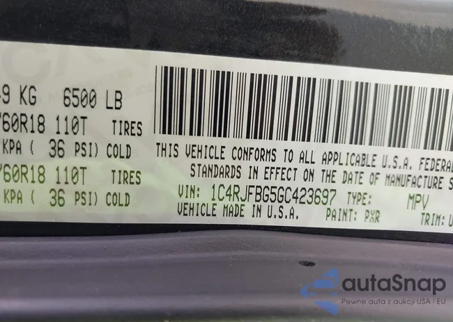 1C4RJFBG5GC423697: 43265344