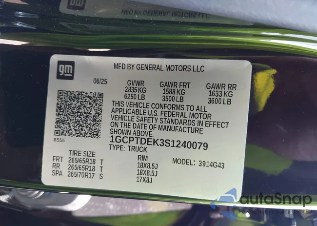 1GCPTDEK3S1240079: 43265357