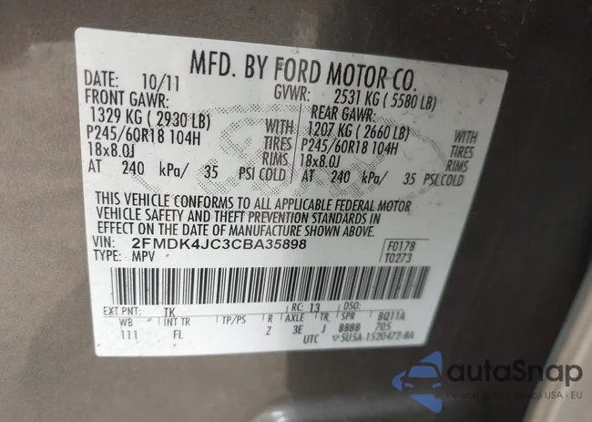 2FMDK4JC3CBA35898: 43265391