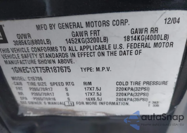 1GNEC13T75R187675: 43264628