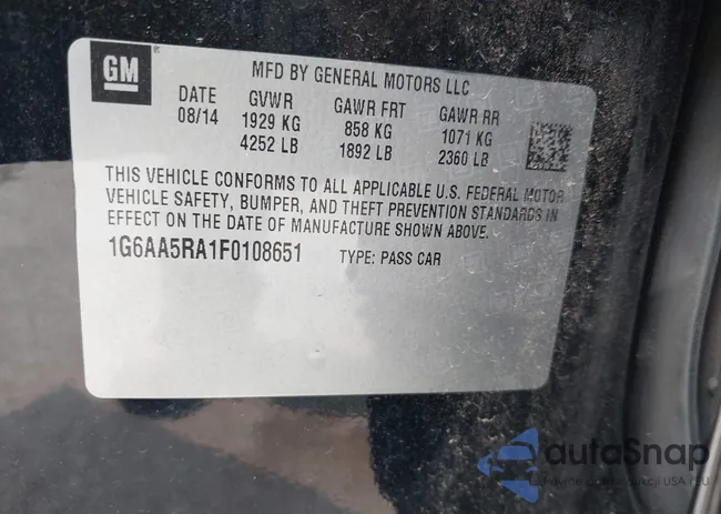 1G6AA5RA1F0108651: 43264647