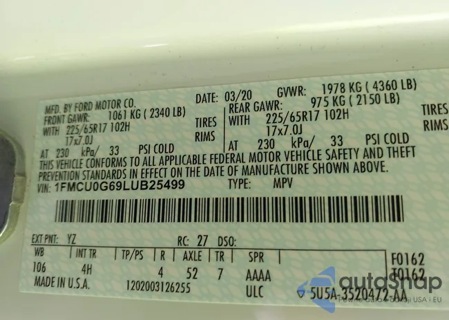 1FMCU0G69LUB25499: 43264686