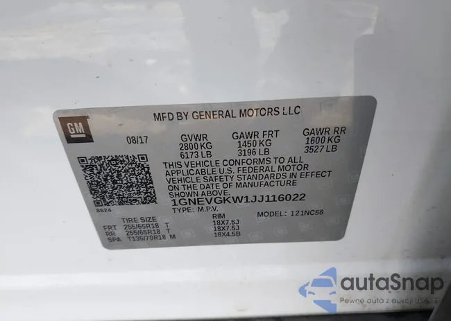 1GNEVGKW1JJ116022: 43264746