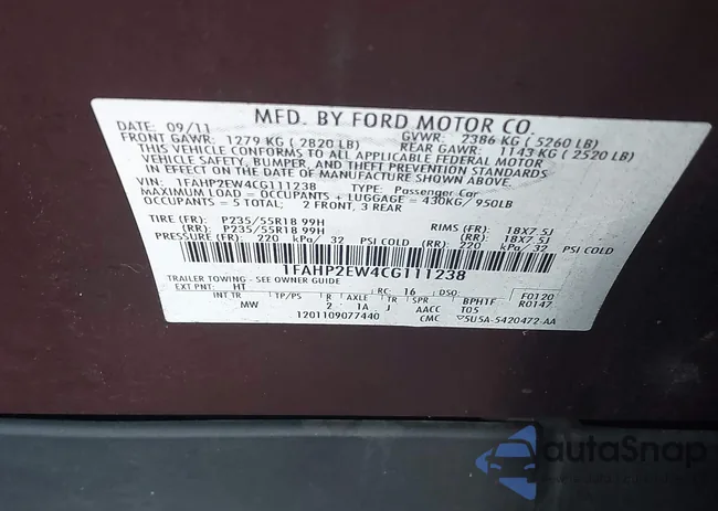 1FAHP2EW4CG111238: 43264759