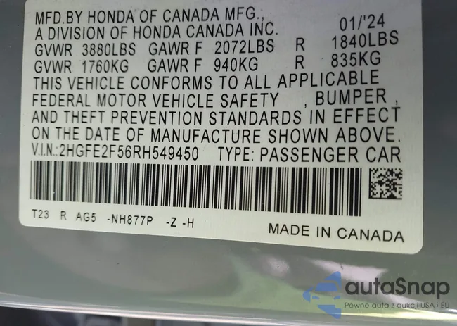 2HGFE2F56RH549450: 43264766