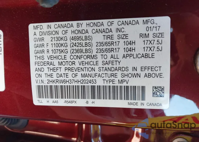 2HKRW6H37HH202453: 43264797