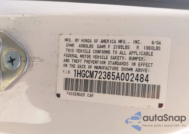 1HGCM72365A002484: 43264800