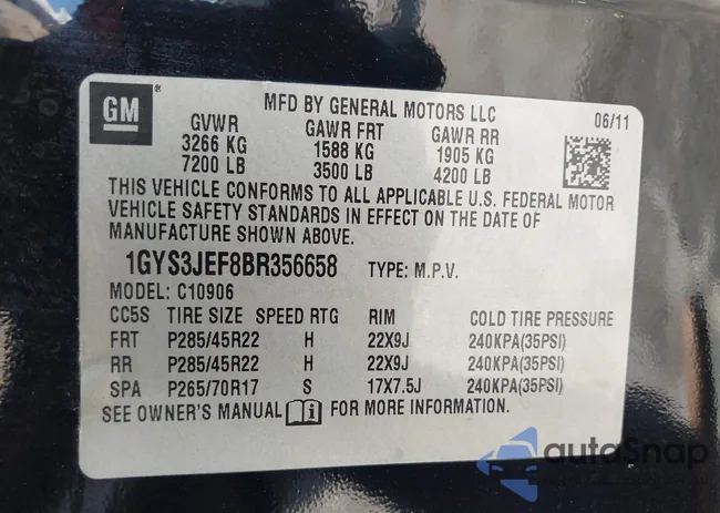 1GYS3JEF8BR356658: 43265857