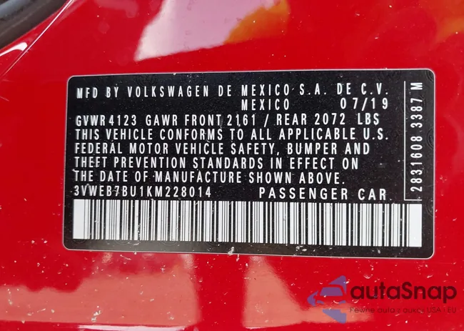 3VWEB7BU1KM228014: 43265861