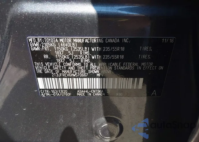 2T3JFREV6HW570667: 43265877