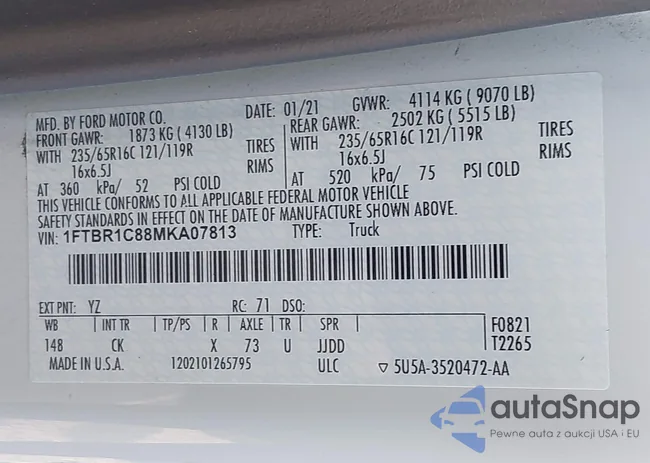 1FTBR1C88MKA07813: 43265880