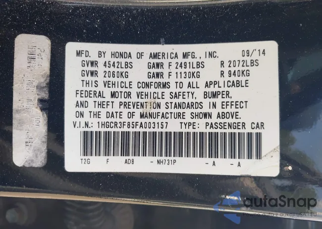 1HGCR3F85FA003157: 43265903