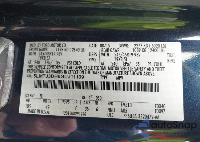 5LMTJ3DH6GUJ11109: 43266007