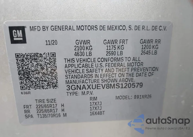 3GNAXUEV8MS120579: 43266085