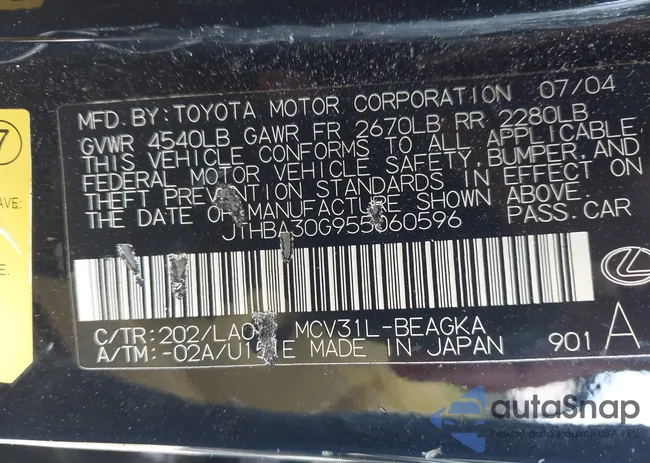 JTHBA30G955060596: 43266130