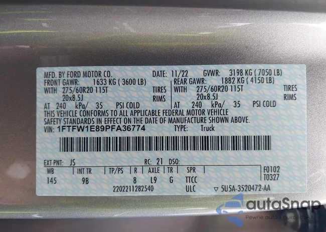 1FTFW1E89PFA36774: 43266133