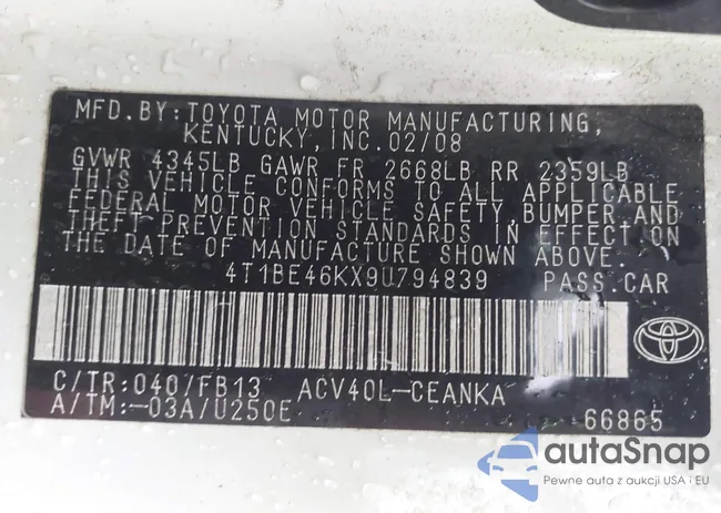 4T1BE46KX9U794839: 43266161