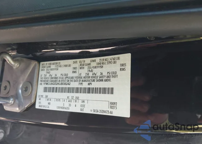 1FMCU9GD2KUB38242: 43266191