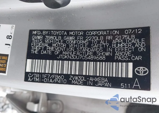 JTDKN3DU7C5489688: 43266384