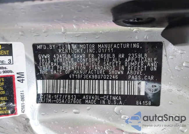 4T1BF3EK9BU702246: 43266388