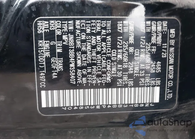 JN8BT3BB4PW358407: 43265419