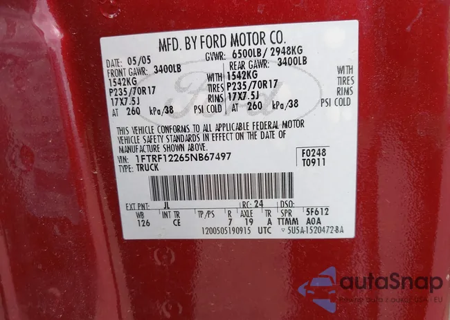 1FTRF12265NB67497: 43265435