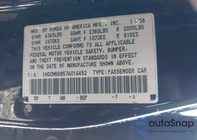 1HGCM66857A014452: 43265539