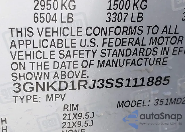 3GNKD1RJ3SS111885: 43265542