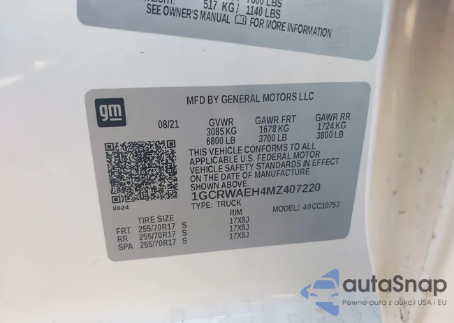 1GCRWAEH4MZ407220: 43265588